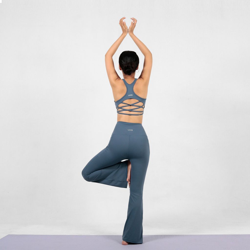 Bộ Đồ Tập Gym Yoga Nữ UNIQ Cool Peel - Áo Dây Đan & Quần Legging Ống Loe