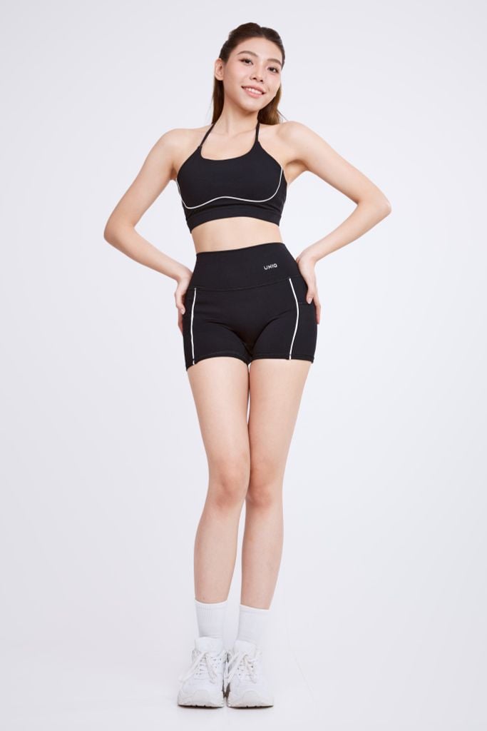 Bộ Đồ Tập Gym Yoga Nữ UNIQ Cool Peel - Áo Viền Trắng Dây Chéo Chữ V Ngược & Quần Legging Đùi