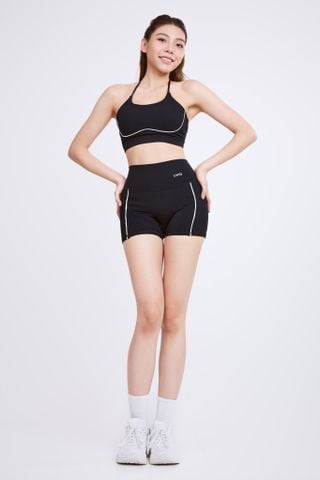 Bộ Đồ Tập Gym Yoga Nữ UNIQ Cool Peel - Áo Viền Trắng Dây Chéo Chữ V Ngược & Quần Legging Đùi