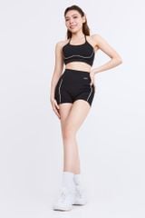 Bộ Đồ Tập Gym Yoga Nữ UNIQ Cool Peel - Áo Viền Trắng Dây Chéo Chữ V Ngược & Quần Legging Đùi