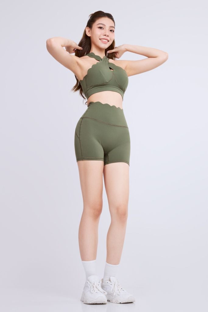 Bộ Đồ Tập Gym Yoga Nữ UNIQ Cool Peel - Áo Viền Sóng Chéo Ngực & Quần Legging Đùi Viền Sóng