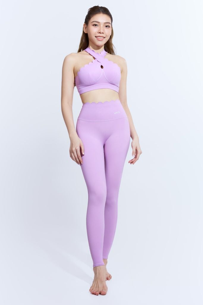 Bộ Đồ Tập Gym Yoga Nữ UNIQ Cool Peel - Áo Viền Sóng Chéo Ngực & Quần Legging Dài Viền Sóng