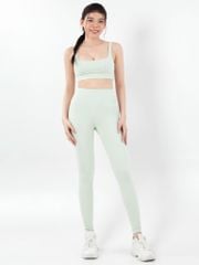 Bộ Đồ Tập Gym Yoga Nữ UNIQ Cool Peel - Áo Cổ Vuông Lưng Đồng Hồ Cát & Quần Legging