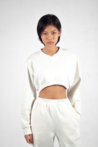 Áo Croptop Nữ UNIQ Vải Nỉ Cổ Chữ V
