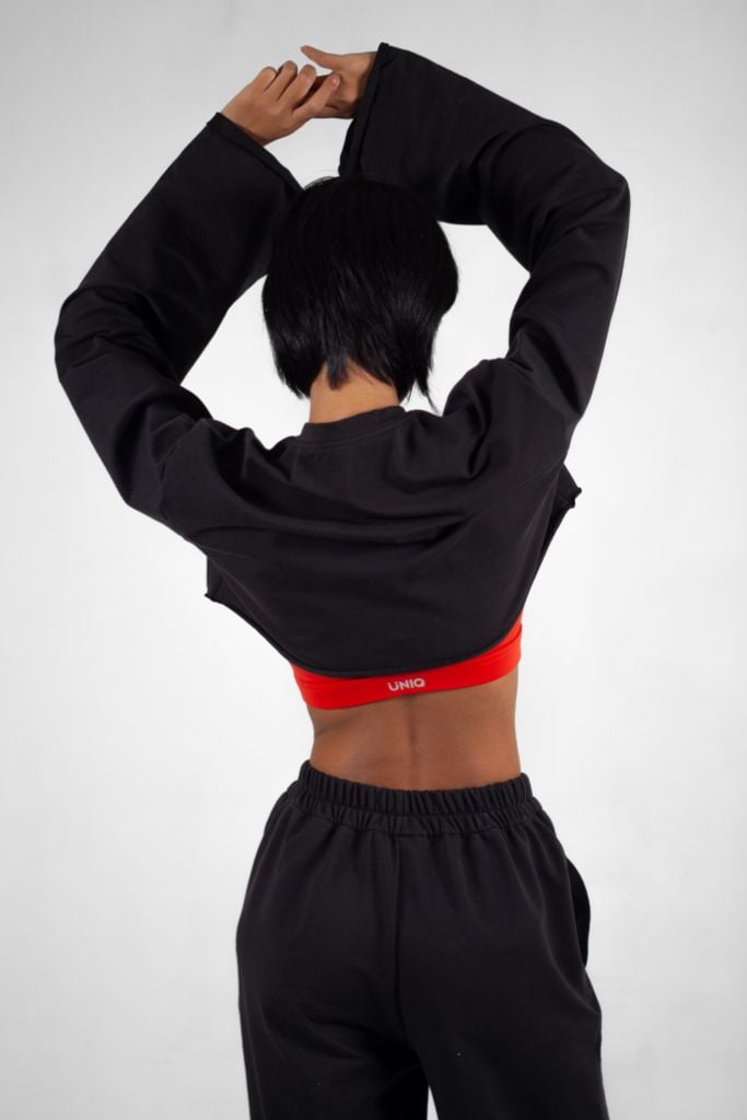 Áo Croptop Nữ UNIQ Vải Nỉ Cổ Chữ V Cutout