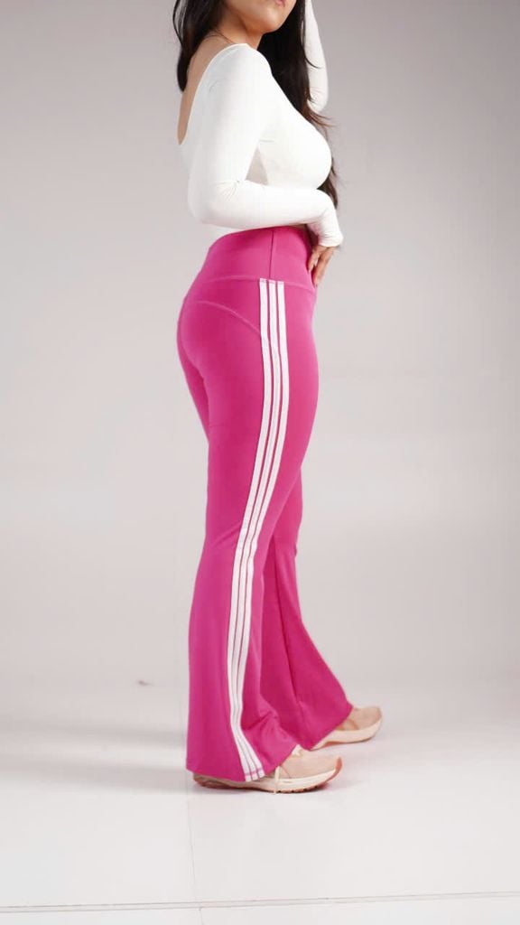 Quần Legging Gym Yoga Nữ UNIQ Cool Peel Cạp Cao Ống Loe Sọc Trắng
