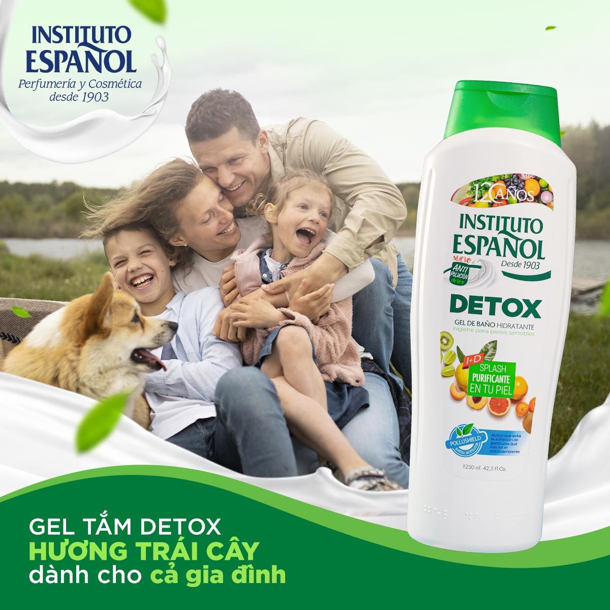  Gel tắm hỗ trợ detox, hỗ trợ da sáng mịn rạng rỡ hương trái cây Instituto Espanol Detox Shower Gel 1250ml 