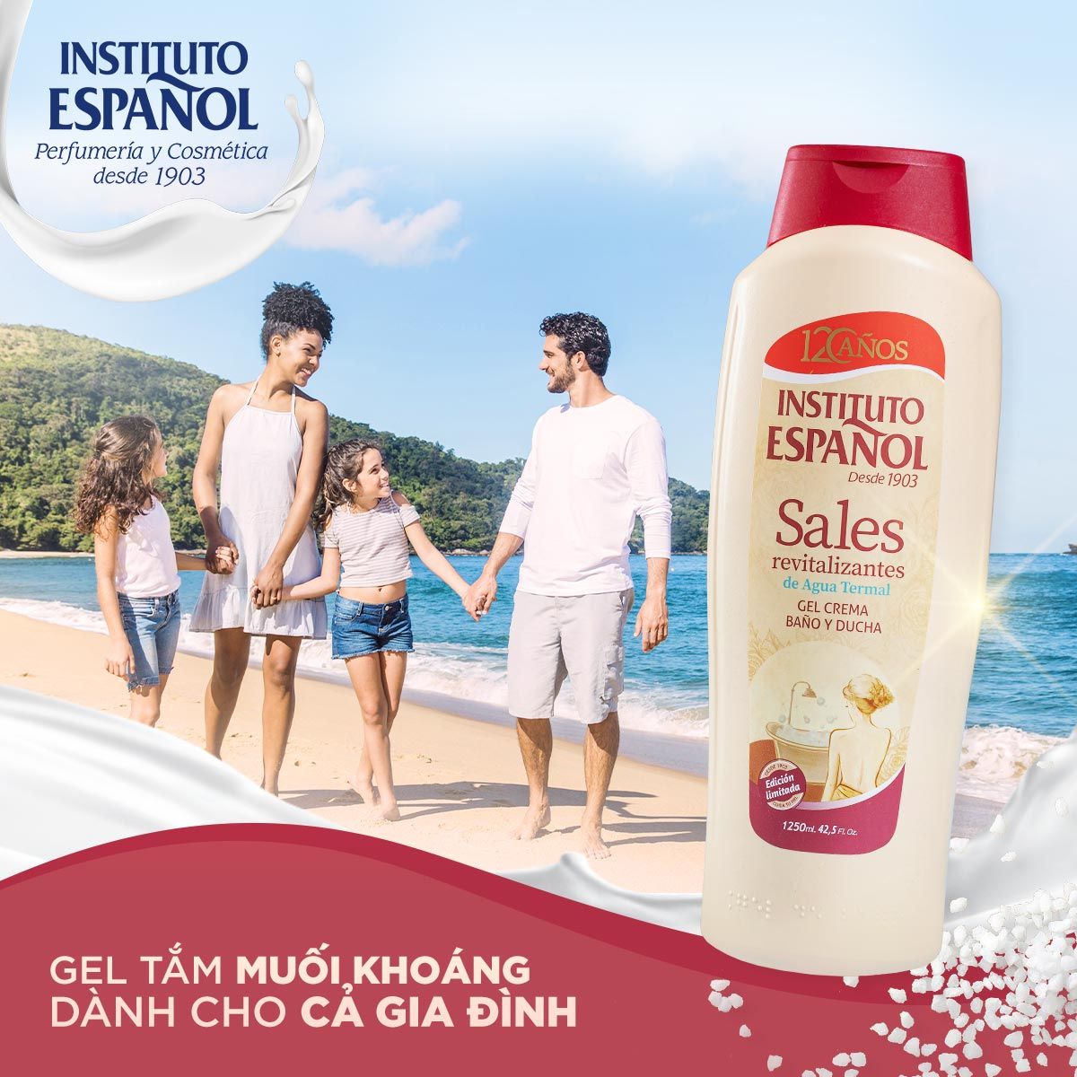  Gel tắm Muối Khoáng làm sạch sâu, tẩy tế bào chết dịu nhẹ Instituto Espanol Sales Shower Gel 1250ml 