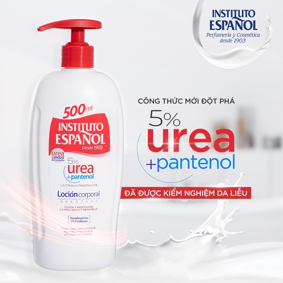 Sữa Dưỡng Thể Dưỡng Ẩm, Hỗ Trợ Phục Hồi Da Instituto Espanol 5% Urea + B5 Locion Corporal 500ml 