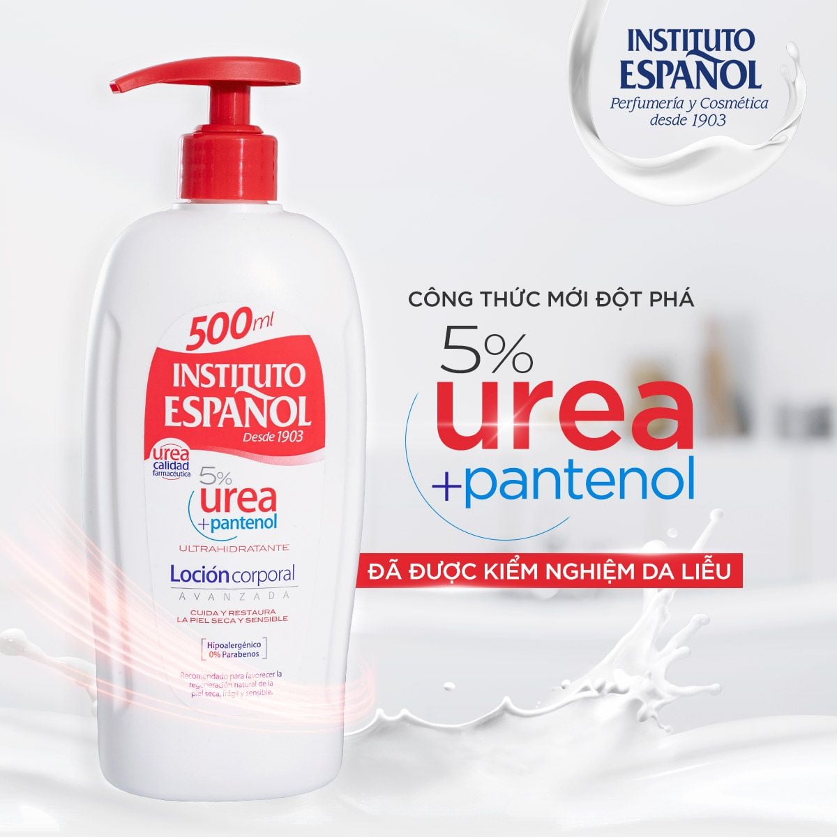  Sữa Dưỡng Thể Dưỡng Ẩm, Hỗ Trợ Phục Hồi Da Instituto Espanol 5% Urea + B5 Locion Corporal 500ml 
