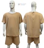  BỘ QUẦN ÁO SPA NÚT SAU LƯNG MÀU KEM MAY SẴN 018 