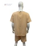  BỘ QUẦN ÁO SPA NÚT SAU LƯNG MÀU KEM MAY SẴN 018 