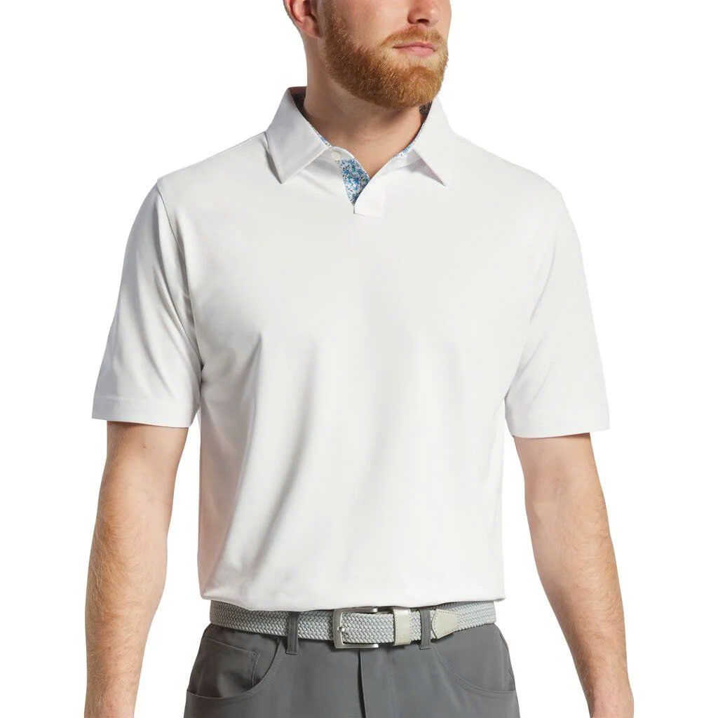 31383 Áo FJ Solid Stretch Pique with Floral Trim