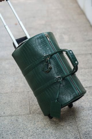 Túi Xách Tay cần kéo Da GLSX Vân cá D.Green