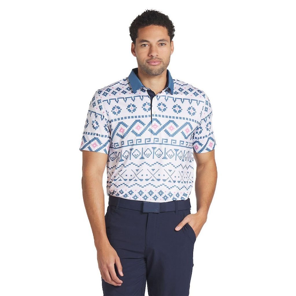 62683601 Áo Puma FAIR ISLE PRINT POLO Wht Glow-Blue Horizon