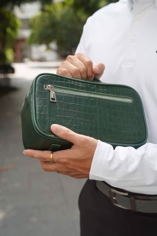 Túi Cầm Tay Da GLSX Vân Cá D.Green