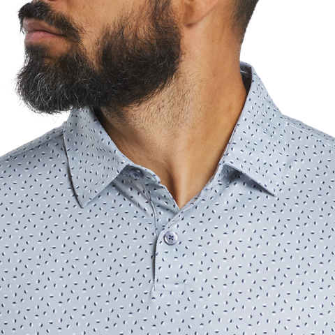 32589 Áo FJ Bounce Print Stretch Pique, Self Collar