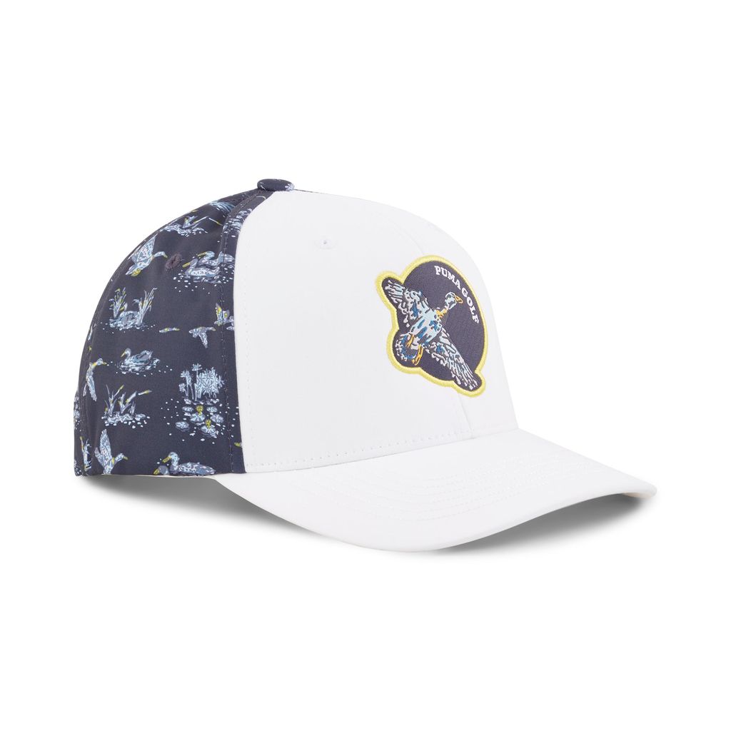 02557401 Mũ Puma Flock Tech Cap Wht Glow-Deep Nvy ( Không dùng )