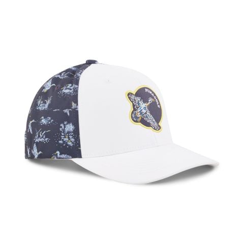 02557401 Mũ Puma Flock Tech Cap Wht Glow-Deep Nvy ( Không dùng )