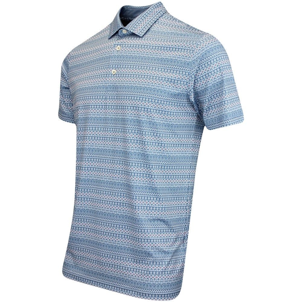 62683502 Áo Puma FAIR ISLE MICRO PRINT POLO Blue Horizon-Wht Glow
