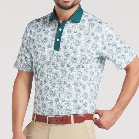 62883901 Áo Puma Pique Flower Fields Polo Dark Myrtle-Wht Glow