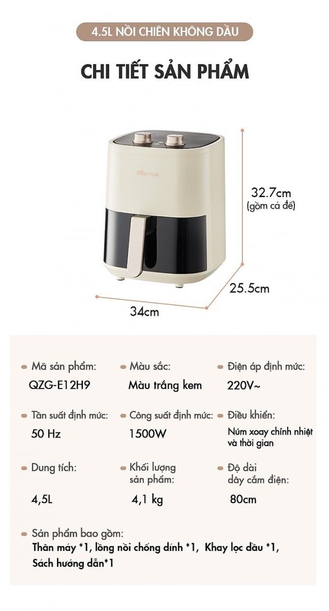  Nồi chiên không dầu Bear QZG-E12H9 