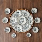  Quà Tặng Doanh Nghiệp | Bát Sứ Bát Tràng Hoa Mặt Trời vẽ Cành Đào mùa xuân hàng kỹ size 45 bộ 15 chi tiết 