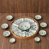  Quà Tặng Doanh Nghiệp | Bát Sứ Bát Tràng Hoa Mặt Trời vẽ Sen Chuồn hàng kỹ men ngọc size 45 bộ 15 chi tiết 