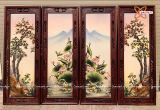  Tranh Gốm Tứ Quý Bát Tràng Phú Quý Trường Thọ men màu đắp nổi kĩ kích thước 48 x 128 cm khung gỗ gụ 