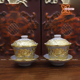  Đồ thờ Bát Tràng | Bộ đồ thờ dâng ban thờ gia tiên men rạn dát vàng 36 vật phẩm 