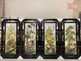  Tranh Gốm Tứ Quý Bát Tràng Tứ Cảnh men màu đắp nổi kích thước 50 x 110 cm khung gỗ thông 