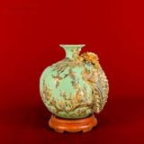  Quà Tặng Khai Trương Bình hút lộc Công Danh Phú Quý men xanh ngọc vẽ vàng đắp nổi kênh rồng cao 48cm 