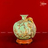  Quà Tặng Khai Trương Bình hút lộc Công Danh Phú Quý men xanh ngọc vẽ vàng đắp nổi kênh rồng cao 48cm 