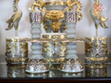  Đồ thờ Bát Tràng | Bộ đồ thờ dâng ban thờ gia tiên men rạn đắp nổi vẽ vàng 37 vật phẩm 