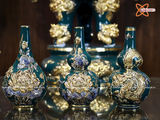  Đồ thờ Bát Tràng | Bộ đồ thờ dâng ban thờ gia tiên men sứ xanh ngọc đắp nổi vẽ vàng 37 vật phẩm 