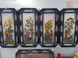  Tranh Gốm Tứ Quý Bát Tràng Bát Tiên đắp nổi men màu kích thước 45 x 95 cm khung gỗ thông 