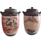  Quà tặng cao cấp Hũ đựng gạo Bát Tràng tráng men họa tiết chữ Tài Lộc dung tích 20 lít 