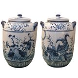  Quà tặng cao cấp Hũ gạo tài lộc nền men lam vẽ Cá Chép Hoa Sen dung tích 20 lít 