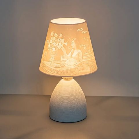  Đèn ngủ để bàn gốm 3d cao 29cm 