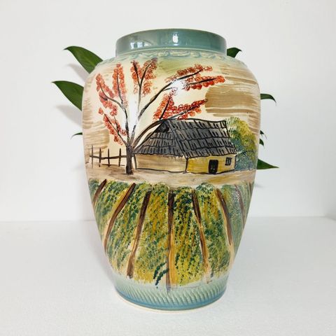  Bình Hoa cao cấp vẽ cảnh Quê Hương 36cm | Quà Tặng bình hoa Bát Tràng 