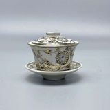  Bát Sâm Thờ Gốm Chu Đậu Vẽ Vàng Kim 