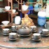  Ấm Chén Bát Tràng Tử Sa bọc Đồng dáng Tống vân Ganh 420ml | Quà Tặng Doanh Nghiệp bộ ấm chén uống trà 