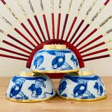  Bát thờ gốm sứ Tam Đa Phúc Lộc Thọ bọc đồng Bát Tràng 