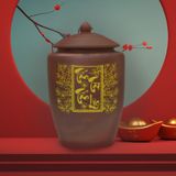  Quà tặng cao cấp Hũ đựng gạo không tráng men vẽ Tấn Tài Tấn Lộc màu nâu tây 30 lít 