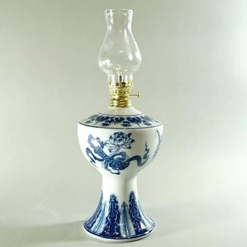  Đèn dầu thờ cúng gốm sứ Bát Tràng sen song hỷ tài lộc 