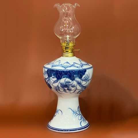  Đèn dầu thờ men lam Vạn Phúc Trường An 