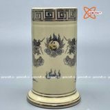  Ống hương gốm Chu Đậu vẽ vàng kim 19cm 