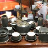  Ấm Chén Bát Tràng dòng gốm Tử Sa bọc Đồng 500ml | Quà Tặng Doanh Nghiệp bộ ấm chén uống trà 