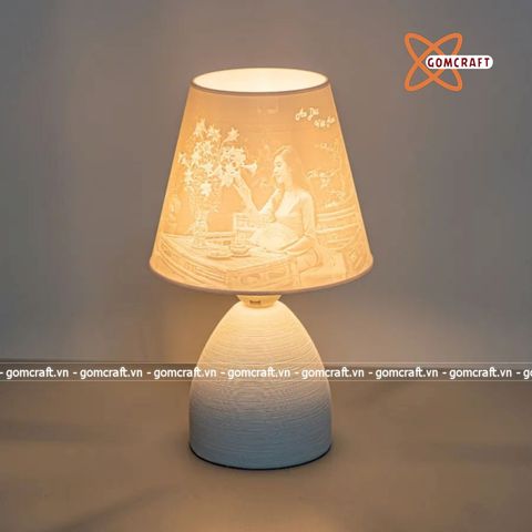  Đèn ngủ để bàn gốm 3d cao 29cm 