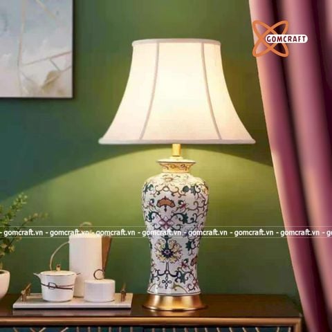  Đèn bàn bằng gốm sang trọng kiểu Mỹ 70cm 